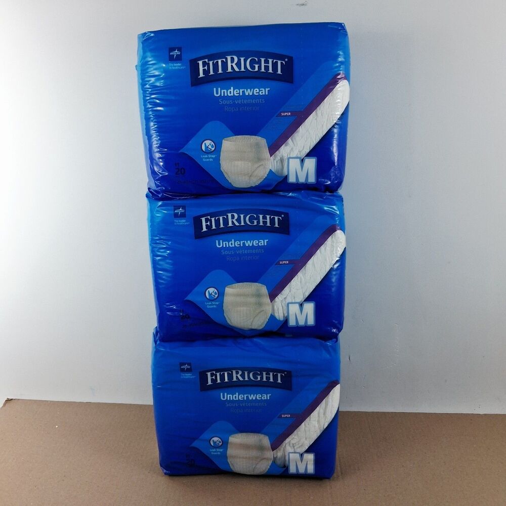 3 Fit right Adult Underwear Medium 28"-40", Extra SensiSoft 20 Pack